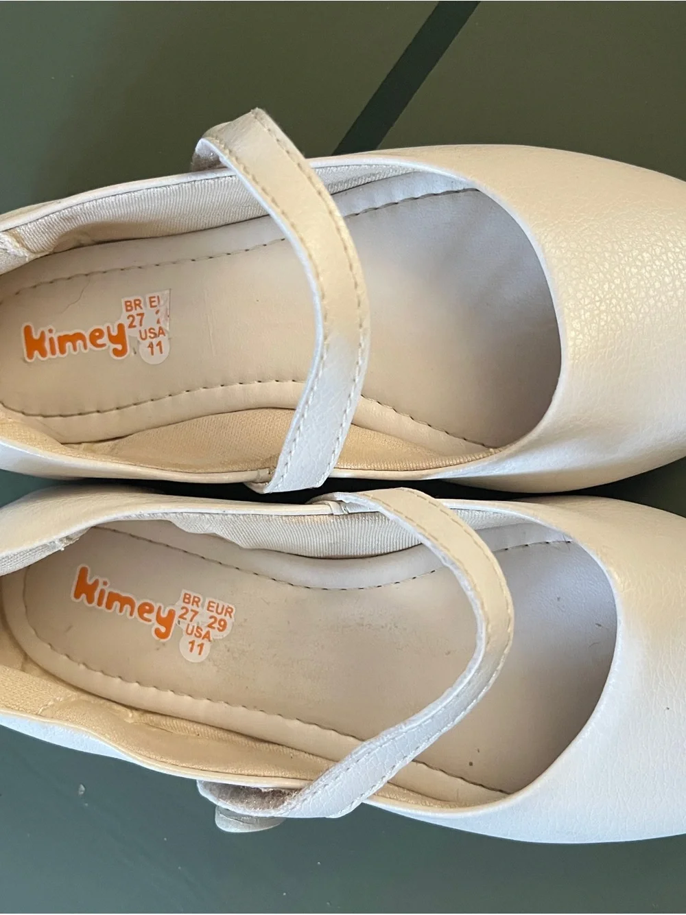 Girls' Cream Mary Jane Dress Shoes with Hook-and-Loop Strap